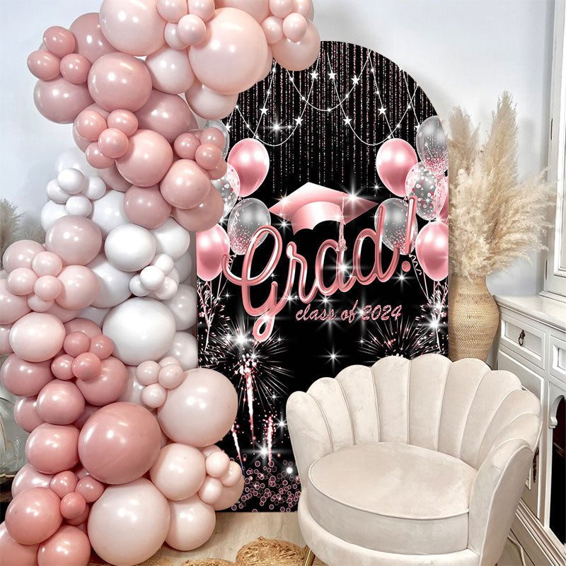 Aperturee - Pink Balloon Sparkling 2024 Graduation Arch Backdrop