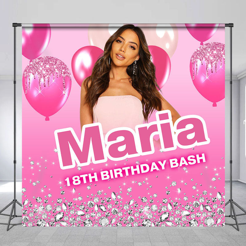 Aperturee - Pink Balloons Custom Photo 18th Birthday Backdrop