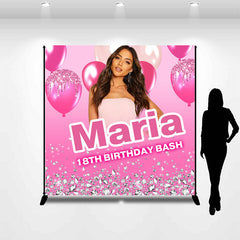 Aperturee - Pink Balloons Custom Photo 18th Birthday Backdrop