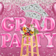 Aperturee - Pink Balloons Diamonds Grad Party Photo Backdrop