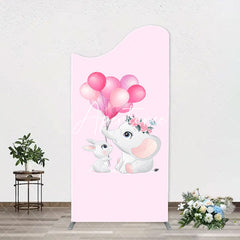 Aperturee - Pink Balloons Elephants Arch Baby Shower Backdrop