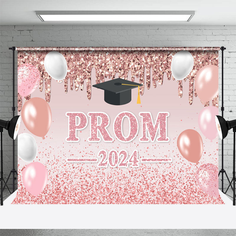 Aperturee - Pink Balloons Fluid Sequins Graduation Prom Backdrop