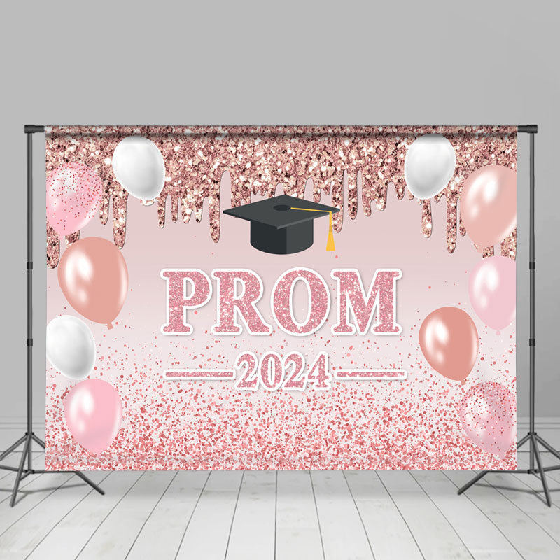 Aperturee - Pink Balloons Fluid Sequins Graduation Prom Backdrop