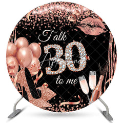 Aperturee Pink Balloons Glitter Heels Round 30th Birthday Backdrop