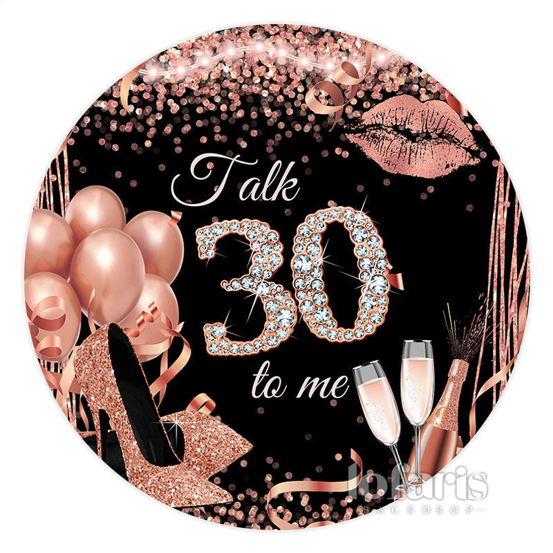 Aperturee Pink Balloons Glitter Heels Round 30th Birthday Backdrop