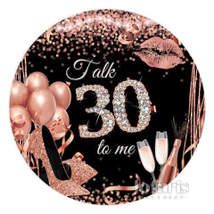 Aperturee Pink Balloons Glitter Heels Round 30th Birthday Backdrop