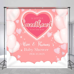 Aperturee - Pink Balloons Hearts Custom Baby Shower Backdrop