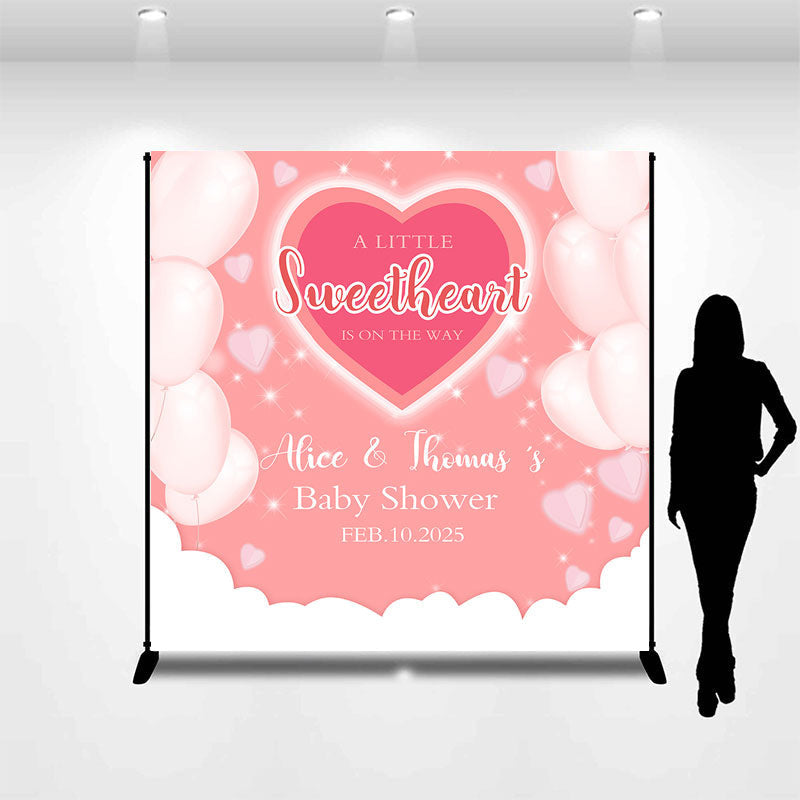 Aperturee - Pink Balloons Hearts Custom Baby Shower Backdrop