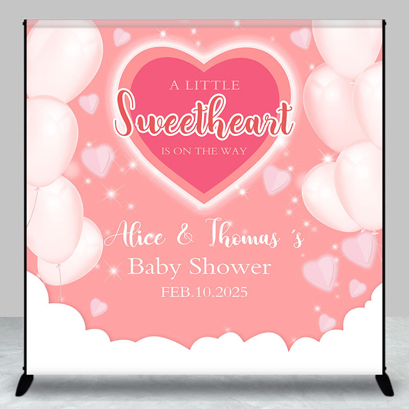 Aperturee - Pink Balloons Hearts Custom Baby Shower Backdrop