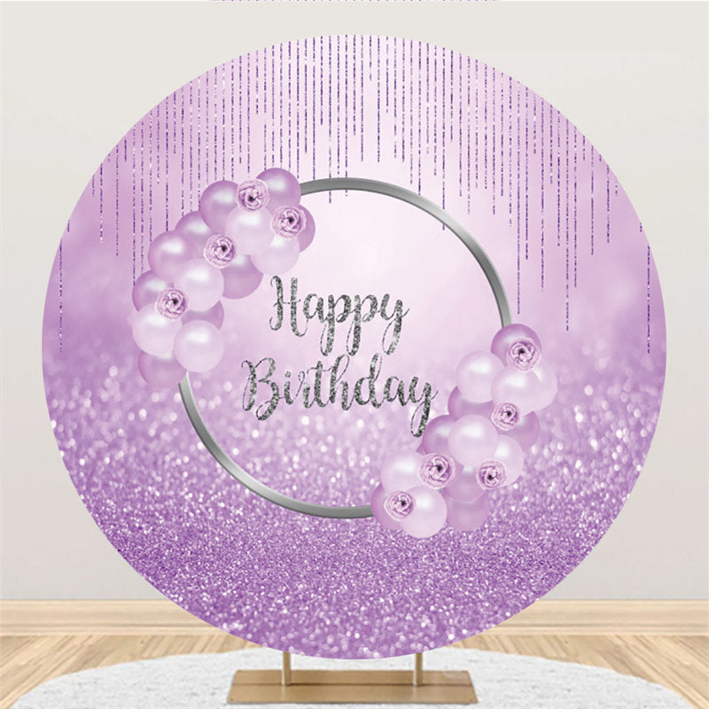 Aperturee Pink Balloons Round Glitter Bokeh Happy Birthday Backdrop