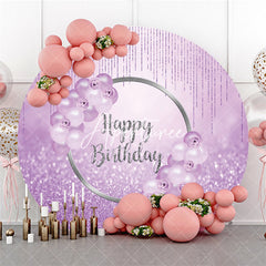 Aperturee Pink Balloons Round Glitter Bokeh Happy Birthday Backdrop