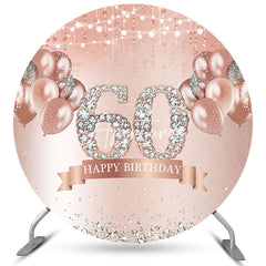 Aperturee Pink Balloons Silver Diamonds Round 60th Birthday Backdrop