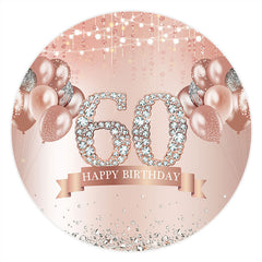 Aperturee Pink Balloons Silver Diamonds Round 60th Birthday Backdrop