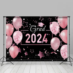 Aperturee - Pink Balloons Star Black Girls Graduation Backdrop