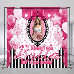 Aperturee - Pink Balloons Stripes Custom Birthday Party Backdrop