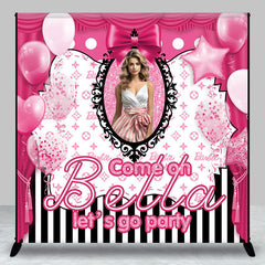 Aperturee - Pink Balloons Stripes Custom Birthday Party Backdrop