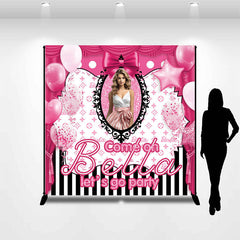 Aperturee - Pink Balloons Stripes Custom Birthday Party Backdrop