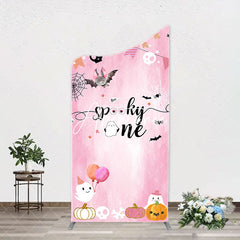 Aperturee - Pink Bat Spooky One Halloween Arch Birthday Backdrop