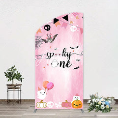 Aperturee - Pink Bat Spooky One Halloween Arch Birthday Backdrop