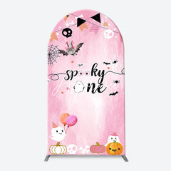 Aperturee - Pink Bat Spooky One Halloween Arch Birthday Backdrop