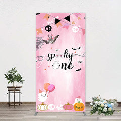 Aperturee - Pink Bat Spooky One Halloween Arch Birthday Backdrop