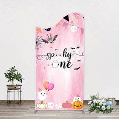 Aperturee - Pink Bat Spooky One Halloween Arch Birthday Backdrop