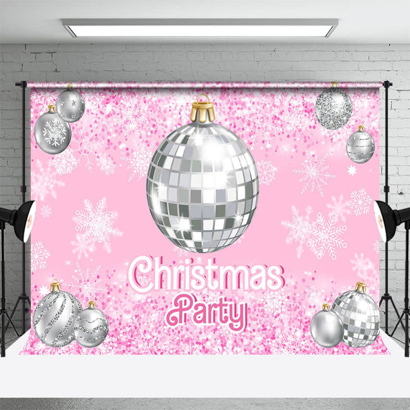 Aperturee - Pink Bauble Lantern Ball Snow Christmas Backdrop