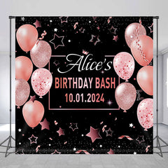 Aperturee - Pink Black Custom Birthday Party Backdrop For Woman