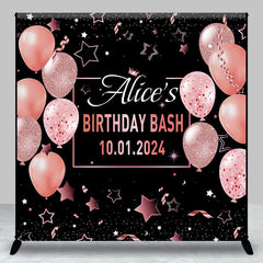 Aperturee - Pink Black Custom Birthday Party Backdrop For Woman