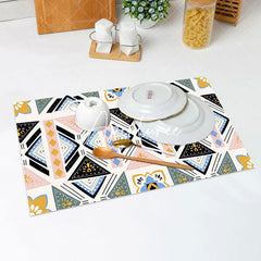 Aperturee - Pink Black Pattern African Style Set Of 4 Placemats