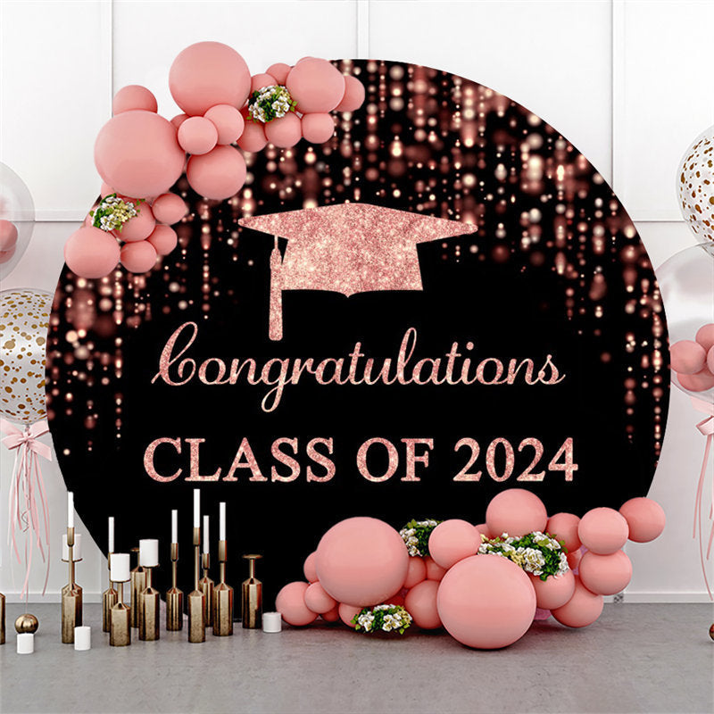 Aperturee - Pink Black Sparkle Simple Circle Graduation Backdrop