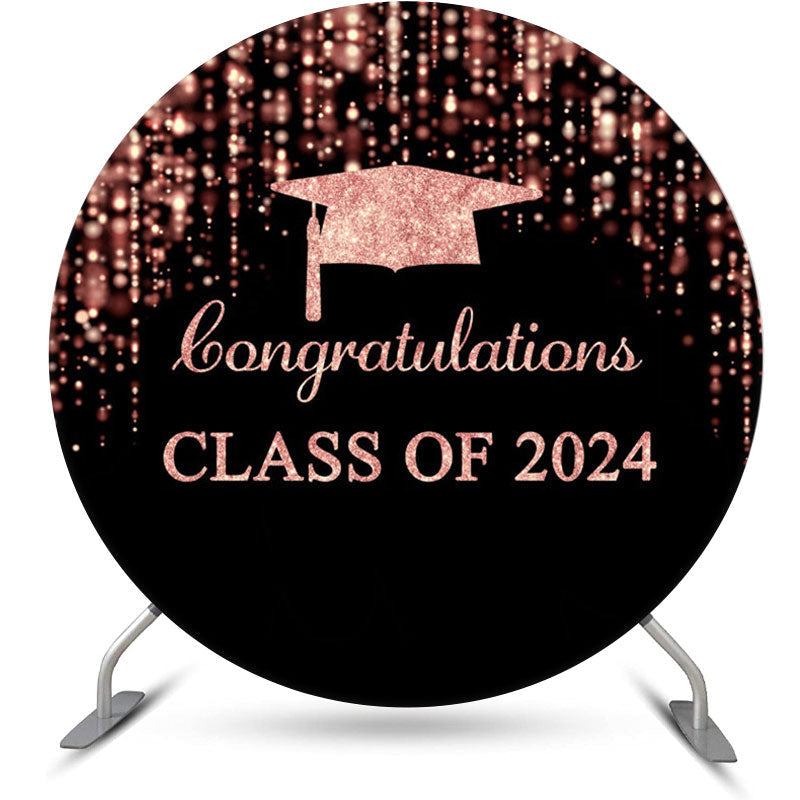 Aperturee - Pink Black Sparkle Simple Circle Graduation Backdrop