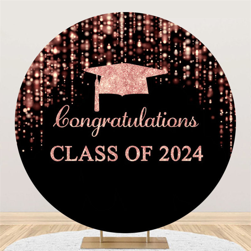 Aperturee - Pink Black Sparkle Simple Circle Graduation Backdrop