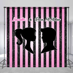 Aperturee - Pink Black Stripes Twins Custom Baby Shower Backdrop