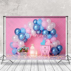 Aperturee - Pink Blue Arch Balloons Birthday Cake Smash Backdrop