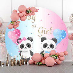 Aperturee - Pink Blue Balloon Panda Round Gender Reveal Backdrop