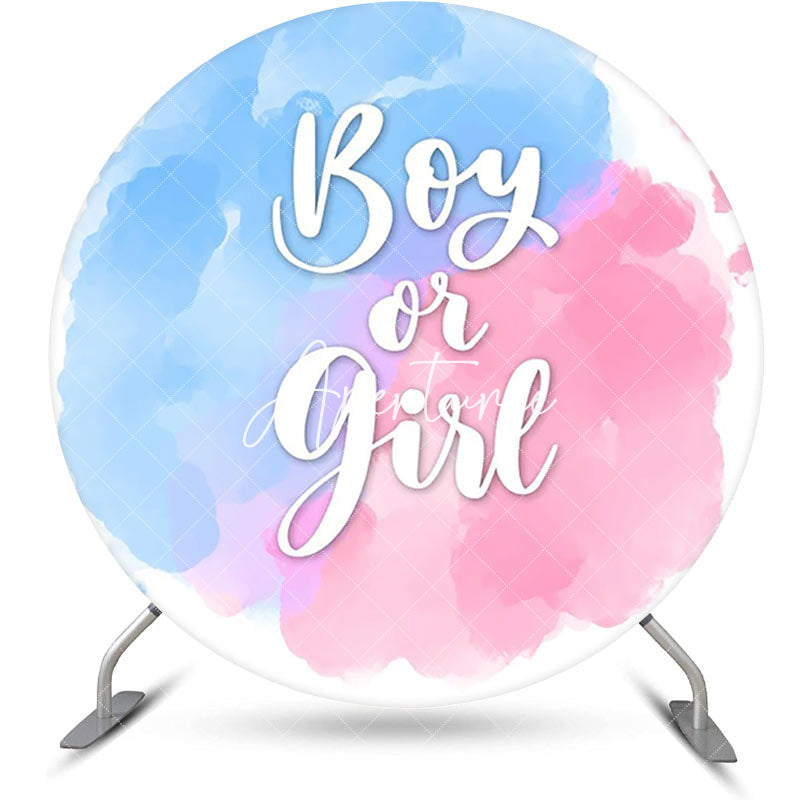 Aperturee - Pink Blue Boy Or Girl Round Gender Reveal Backdrop