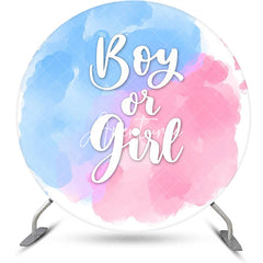 Aperturee - Pink Blue Boy Or Girl Round Gender Reveal Backdrop