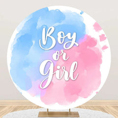 Aperturee - Pink Blue Boy Or Girl Round Gender Reveal Backdrop