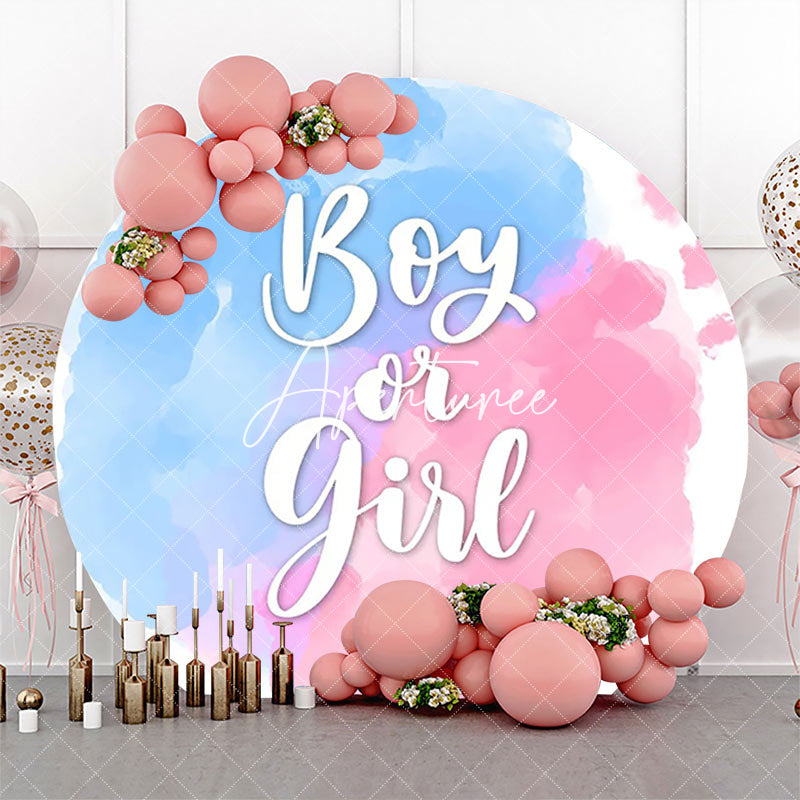 Aperturee - Pink Blue Boy Or Girl Round Gender Reveal Backdrop