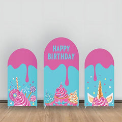 Aperturee - Pink Blue Candy Cream Arch Backdrop Kit For Birthday