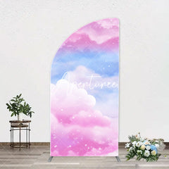 Aperturee - Pink Blue Clouds Sparkle Arch Backdrop For Birthday