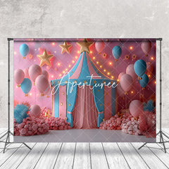 Aperturee - Pink Blue Fairy Tale Circus Tent Cake Smash Backdrop