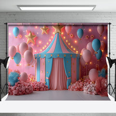 Aperturee - Pink Blue Fairy Tale Circus Tent Cake Smash Backdrop