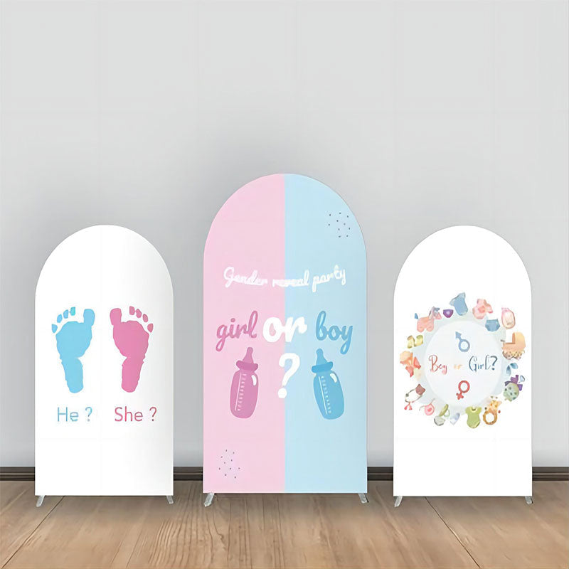 Aperturee - Pink Blue Foot Print Baby Stuff Arch Backdrop Kit