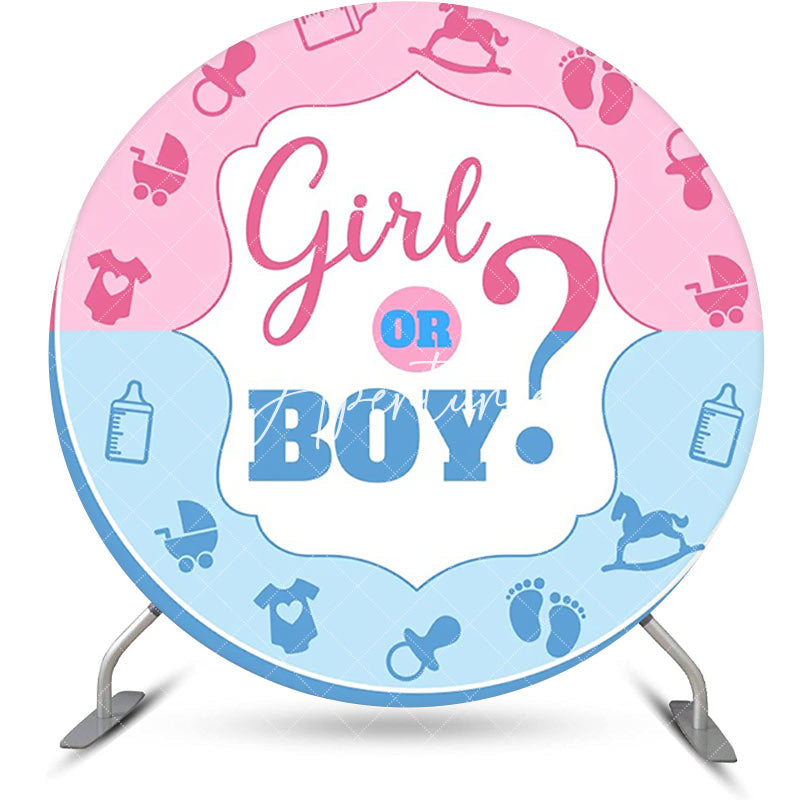 Aperturee - Pink Blue Girl Or Boy Round Gender Reveal Backdrop