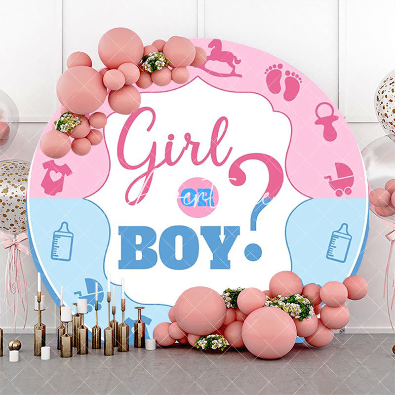 Aperturee - Pink Blue Girl Or Boy Round Gender Reveal Backdrop