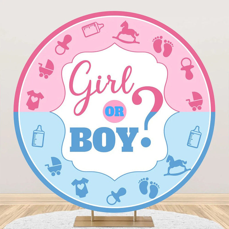 Aperturee - Pink Blue Girl Or Boy Round Gender Reveal Backdrop