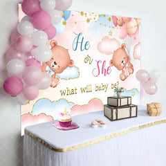 Aperturee - Pink Blue Gold Clouds Bears Gender Reveal Backdrop