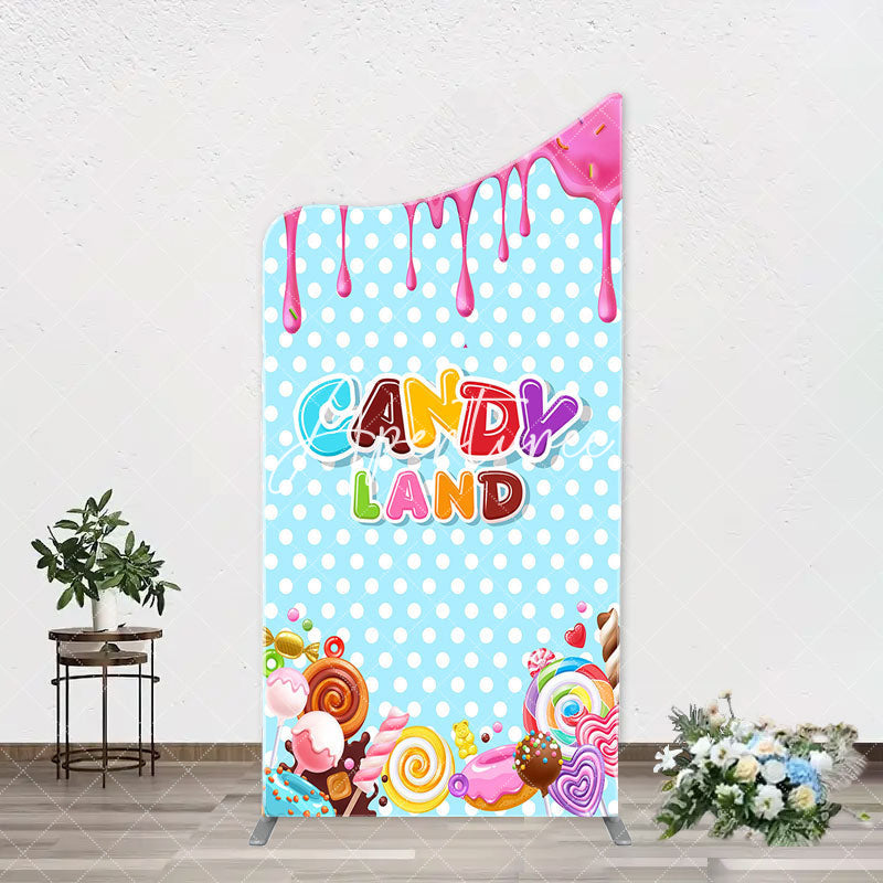 Aperturee - Pink Blue Ice Cream Candyland Birthday Arch Backdrop